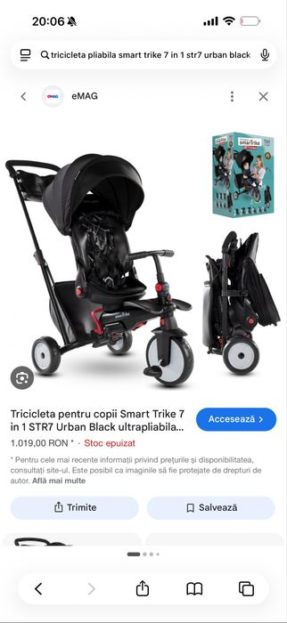 Tricicleta Smart Trike 7 in 1 Urban Black