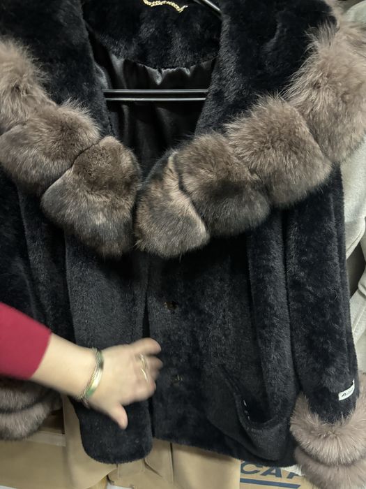 Haina Blana Alcantara cu blana naturala vulpe