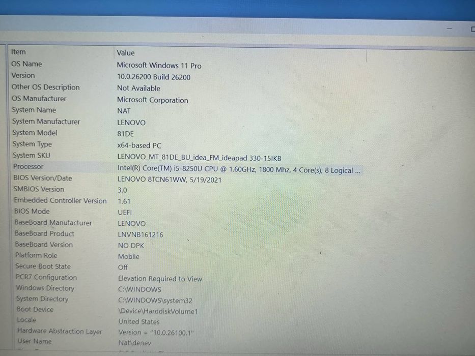 Лаптоп Lenovo i5-8250U