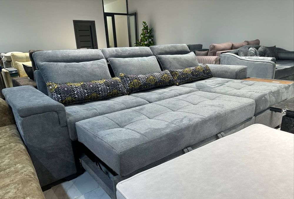 Угловой диван с выдвижным механизмом делфин и аллигатор Фабричное