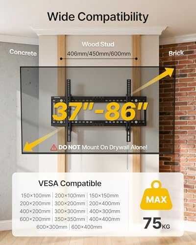 Нова Наклоняема стойка за телевизор 37-86'', VESA 600x400, метална, 75 кг
