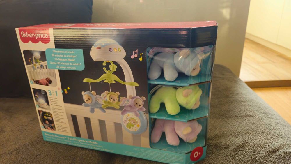 Музикална въртележка с проектор Fisher Price - Мечета пеперуди (3в1)