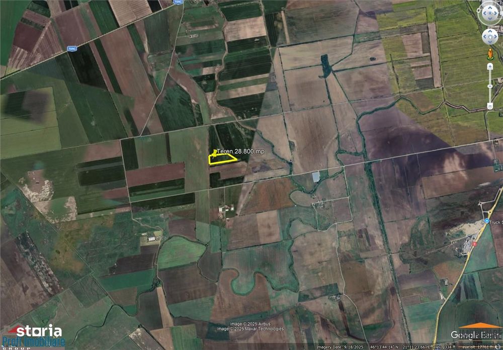 Teren de 28800 mp aproape de drumul Arad - Iratos
