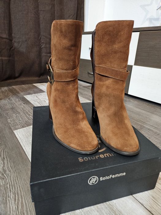 Botine piele întoarsă - "Solo Femme"