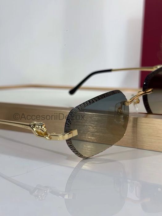 Ochelari de Soare Cartier CT0601S Noi Full Box Panthere Verificare Colet Gold