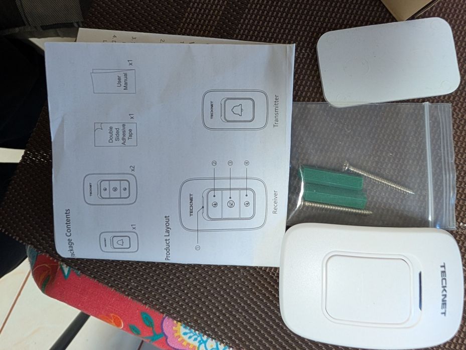 Sonerie fără fir teckNet noua.kit 2 receptoare de priza+1buton exterior.