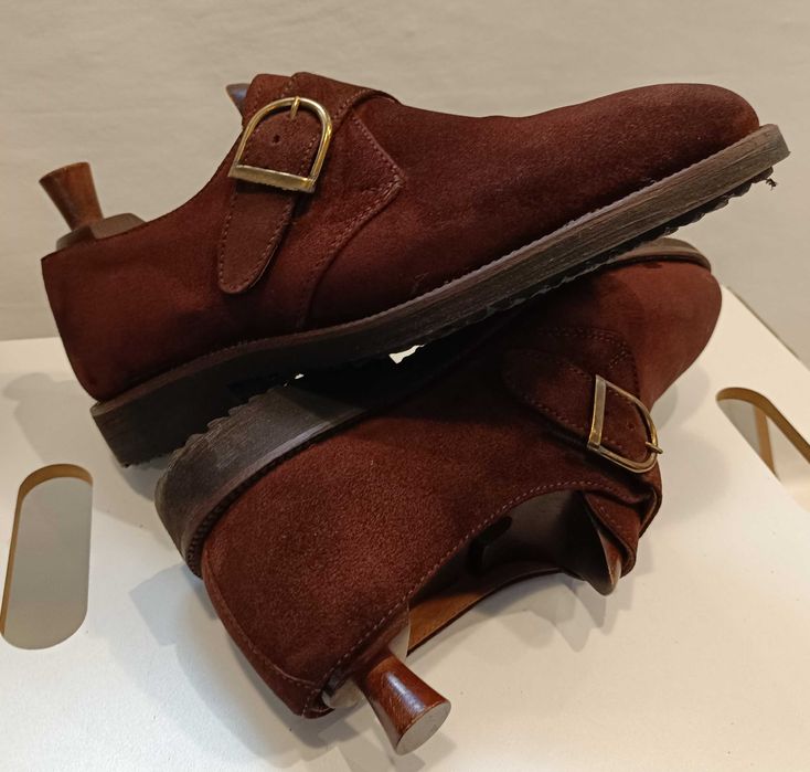 Pantofi monk 41 premium suede Emidio Oddi piele naturala moale
