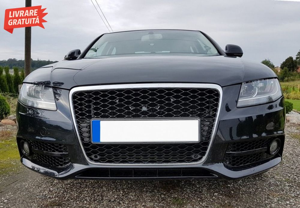 Grile Laterale Bara Fata AUDI A4 B8 8K (2007-2011) S4 Design Negru Luc