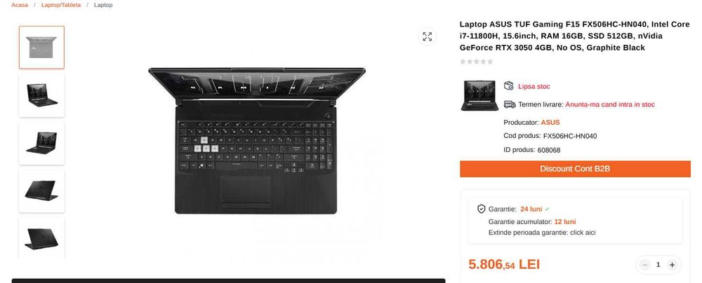 Laptop Gaming 32GB RAM -  ASUS TUF F15