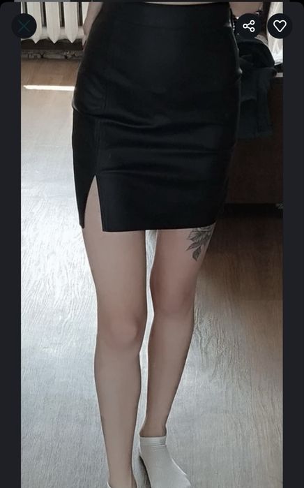 Юбка мини из эко кожи