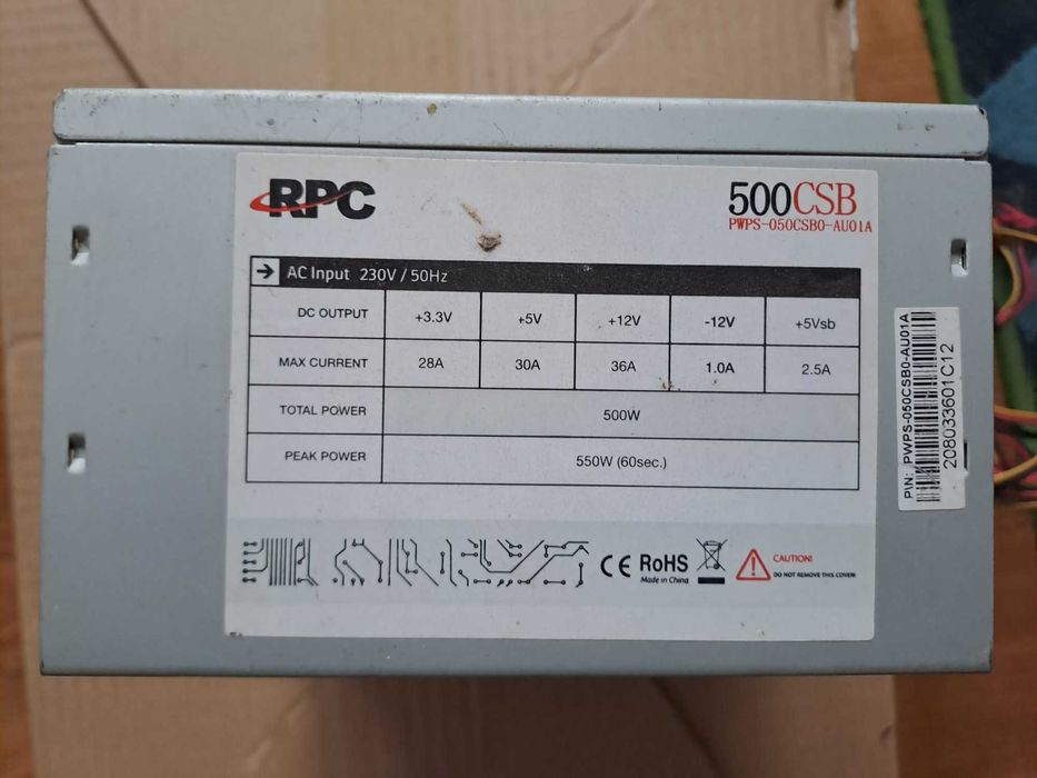 5 surse PC cu putere intre 390 si 550 W producatori diversi, Chieftec, RPC, Rexpower