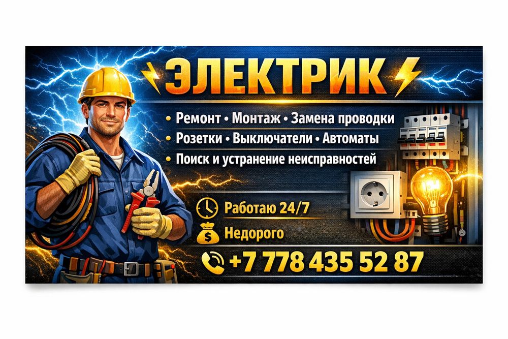 Услуги электрика 24/7 не дорого