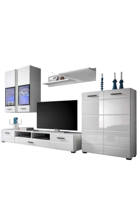 Mobila living, pal lucios, culoare alb