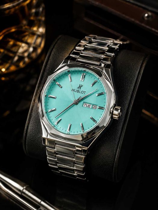 Hublot uslubidagi Premium Erkaklar Soati  Tiffany Blue