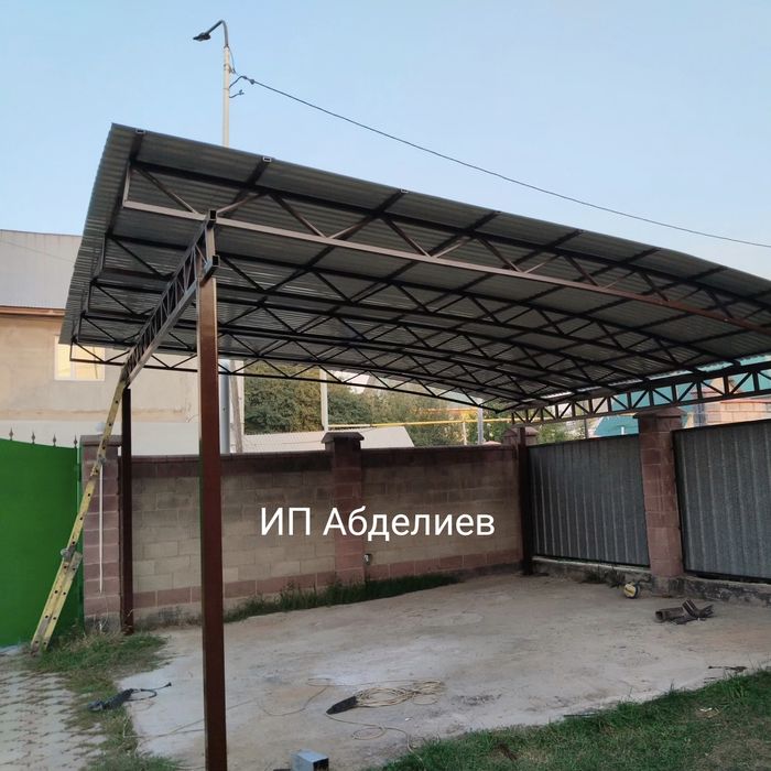 Навес, ворота, навес, сварщик