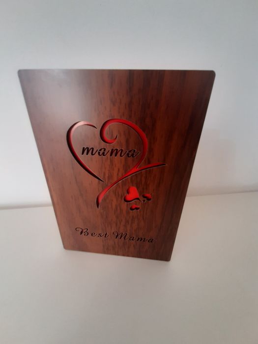 Felicitare 3D lemn gravat laser Best mama model deosebit placheta