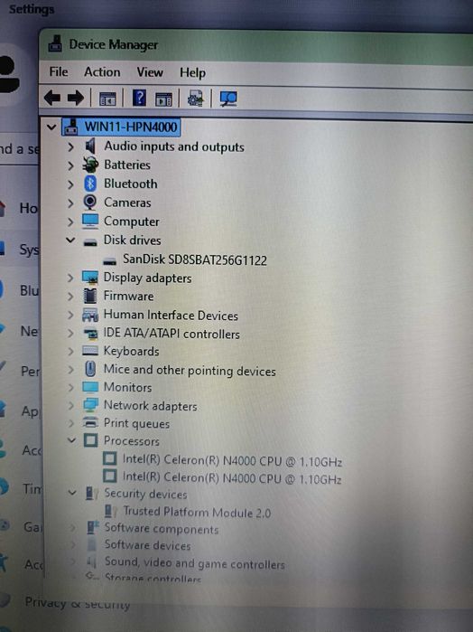 Laptop HP 15,6 Intel Celeron generatia 9 (N4000), 8 GB RAM DDR4, SSD 256GB, Baterie buna