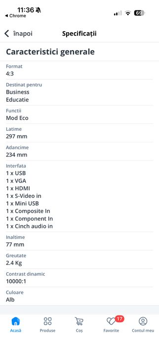 Videoproiector Epson EB-S18