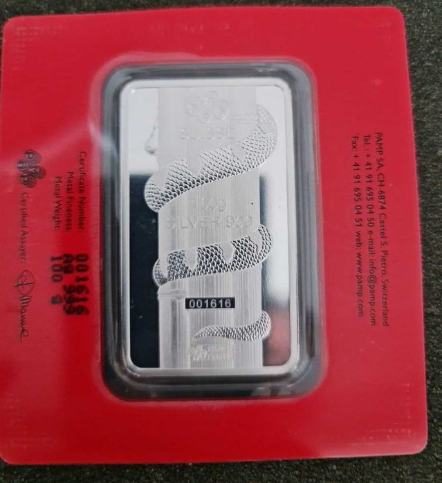 Кюлче PAMP 100 гр. сребро 2013 лунар година на змията