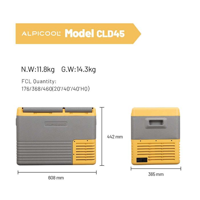 Alpicool CLD45 – 32.9 Литра Преносим Компресорен Хладилник за Кола и Къмпинг - Фризер