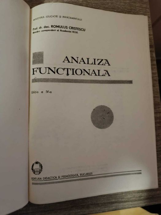 Geometrie Afina Si Euclidiana, Analiza Functionala, Analiza Matematica
