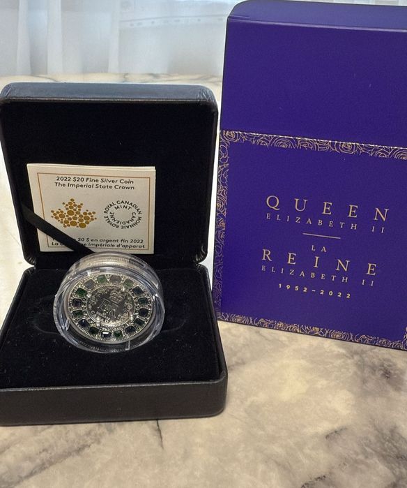 Продавам бартер  сребърна монета 20 долара  Канада Елизабет 1OZ