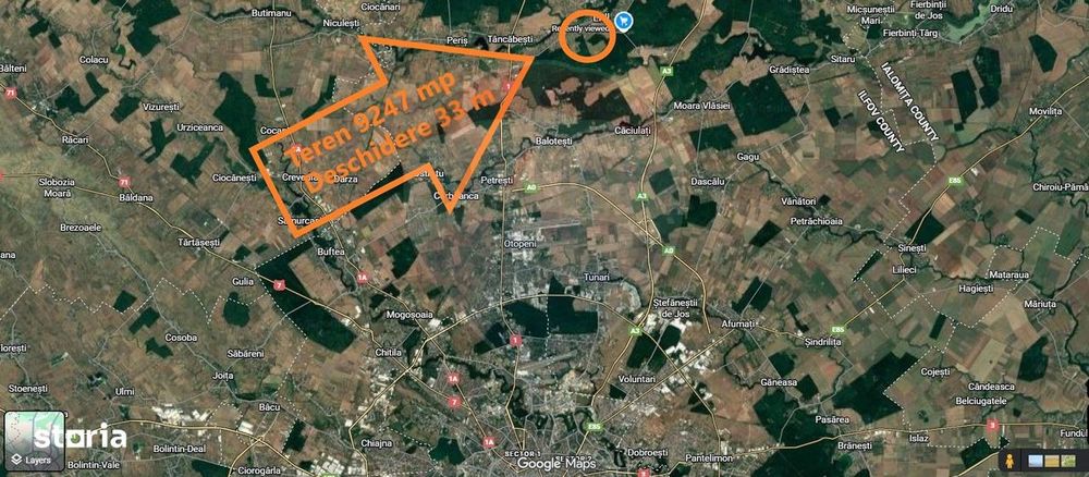 Teren 9200 mp intravilan 33m deschidere Ghermanesti padure