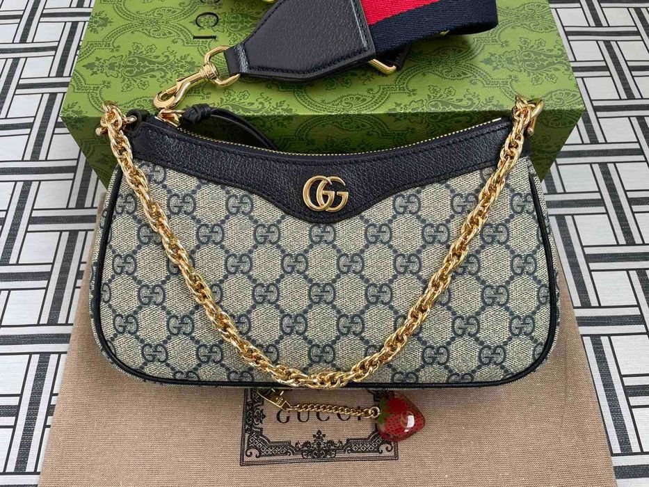 Gucci Оригинална Малка Чанта Ophidia Гучи Supreme Син Canvas GG Лого