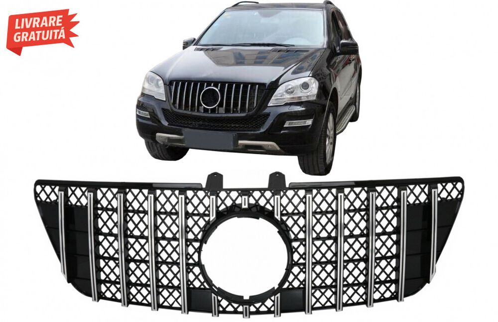 Grila centrala Mercedes ML W164 Facelift (07.2008-2011) Negru Crom GTR