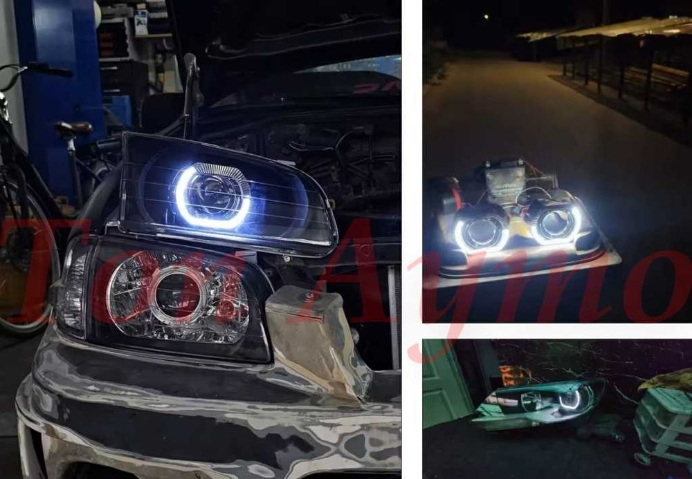 Декоративни Капачки 2,5'' и 3'' Angel eyes DRL Дневни Бяло и Оранжево