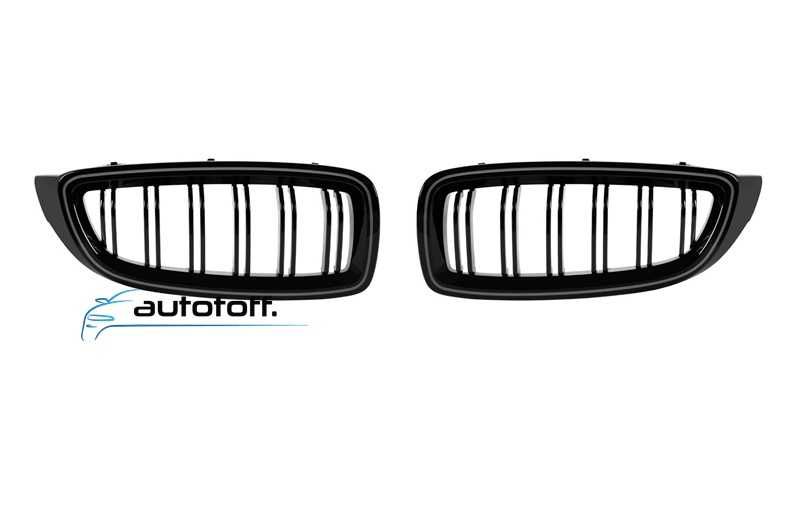 Grile duble iluminate compatibile cu BMW Seria 4 F32 F33 F36 (13-20) Negru lucios cu LED