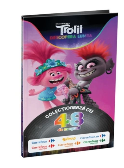 Album colector magnetic trolii  Album Trolls magneți carrefour jucarii