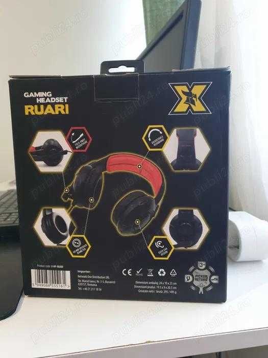 Casti cu microfon gaming Serioux Ruari, Negru
