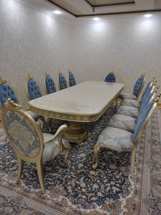 stol stul turkiya moteryaldan fabrishni xolati ideal 12 kishilik