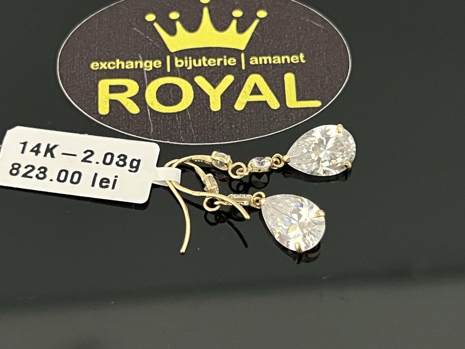 Bijuteria Royal CB : Cercei cristale aur alb 14k  2,03 grame