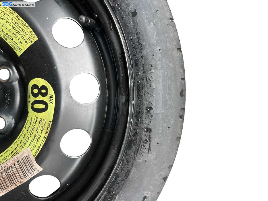 Janta Roata Rezerva Slim 5x112 T125 70 R16 16 3,5Jx16 H2 ET25,5 Volkswagen Golf PLUS 2004 - 2013 Cod 1K0601027S 1K0601027AL [B4223]