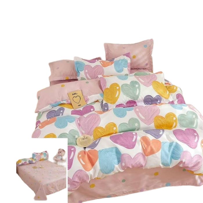 Lenjerie Pat Bucurie Sf099, Bumbac, 4 Piese, Fara Elastic, Lila, Roz