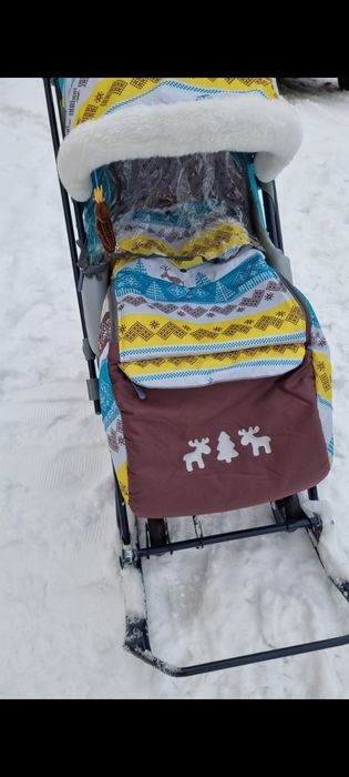 Детский зимний санка коляска 2/1