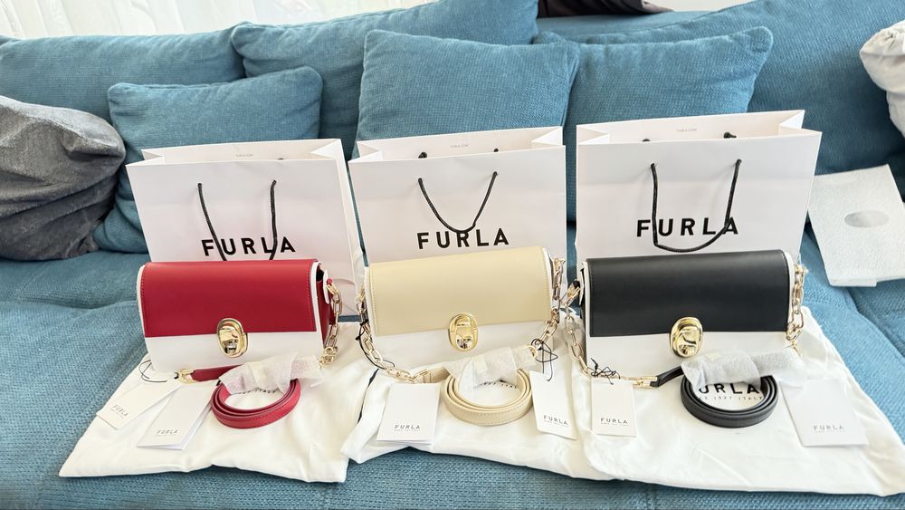 FURLA ECLISSE crossbody в три цвята. 100% оригинал със сериен номер,етикети, подаръчна торбичка, прахова торбичка,care instructions, всичко от до