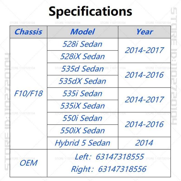 Заден рефлектор за BMW Серия 5 F10 F18 Седан 14-17. БМВ