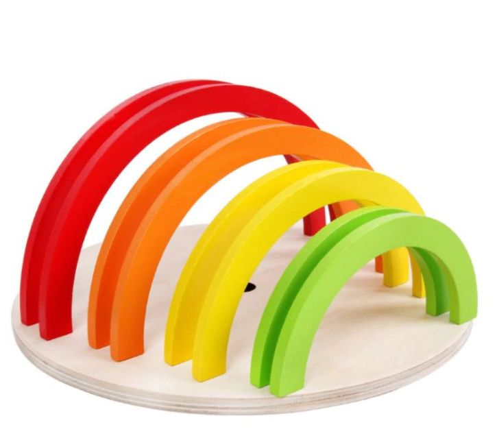 ХИТ! Двойна цветна дървена дъга с табла за поместване Wooden colorfull