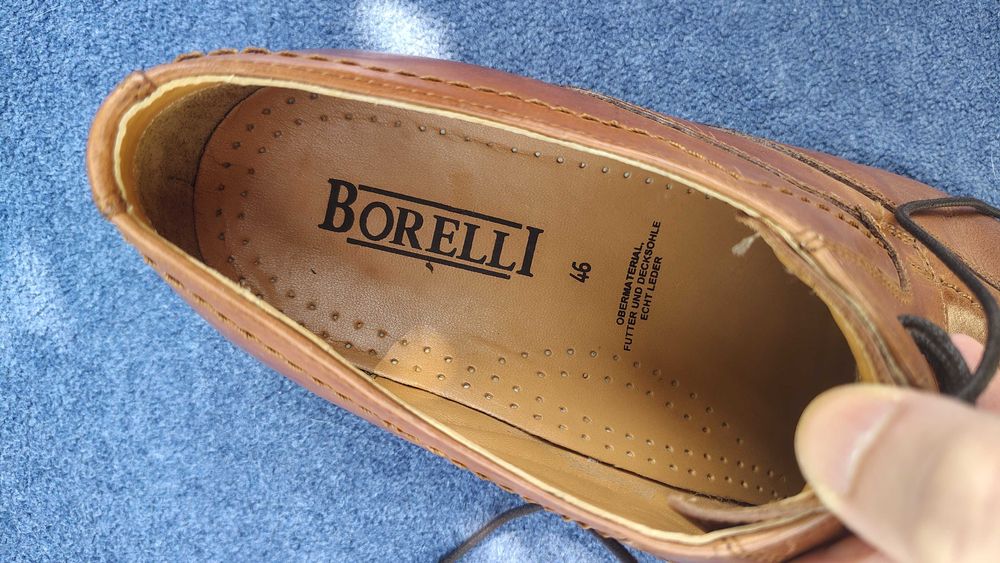 Pantofi Borelli, piele maro, marime 46