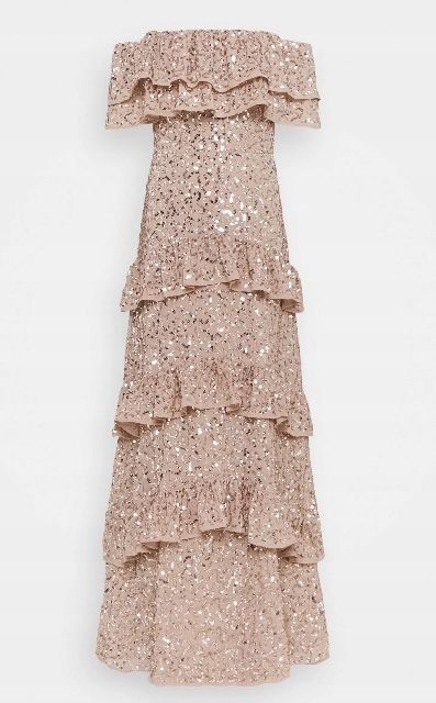 Rochie crem Champagne paiete si volane