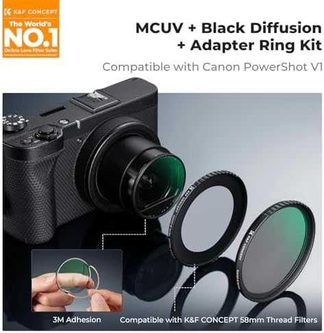 Нов Black Diffusion UV филтър 58mm за Canon PowerShot V1 за фотография