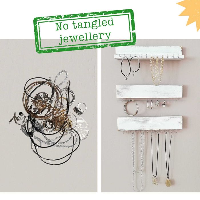 Органайзер бижута медали за стена дървен с кукички поставка закачалка