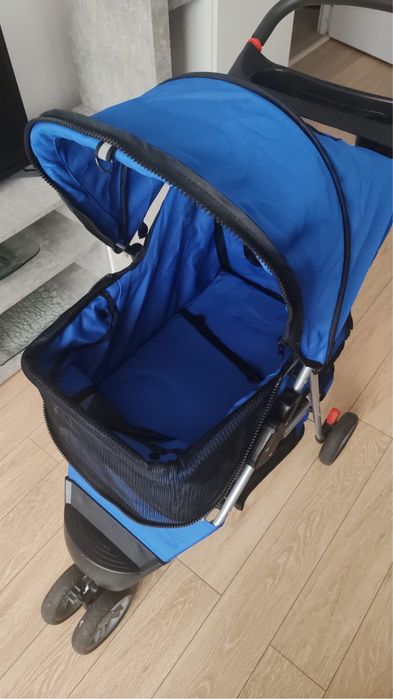 Carucior pliabil pentru caini si pisici, albastru, 75x45x97