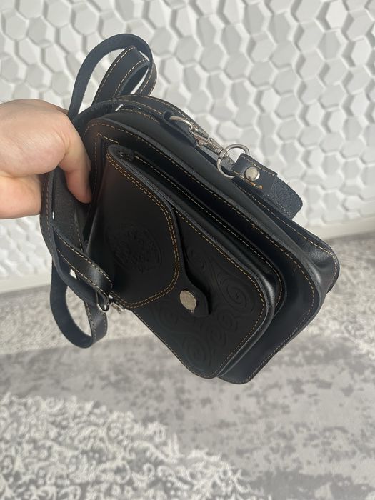 Барсетка натуральная кожа черный