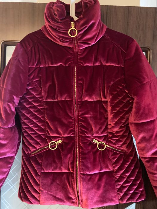 Разпродажба- Зимно яке от кадифе – цвят Бордо