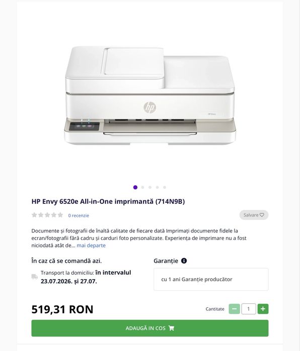Multifunctional imprimanta HP Envy 6520e impecabila in garantie