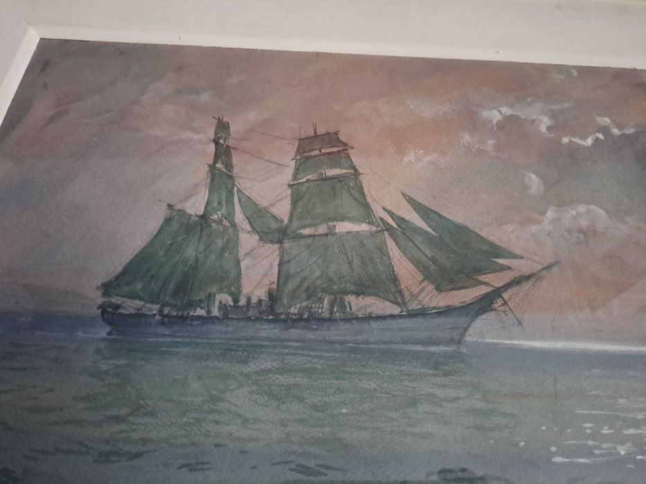 tablou pictura acuarela 61/78 cm Dimitrie Stiubei datat 1930